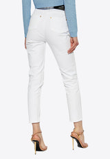 Logo Embroidered Tapered-Leg Jeans