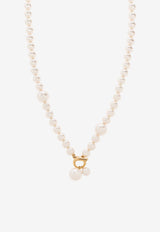 Ferragamo Gancini Pendant Pearl Necklace 760808 COL PERLEGAN 780391-ORO GIOVE WHITE PEARL