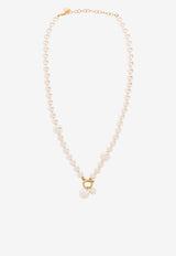 Ferragamo Gancini Pendant Pearl Necklace 760808 COL PERLEGAN 780391-ORO GIOVE WHITE PEARL