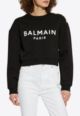 سويت شيرت قصير بشعار مطبوع