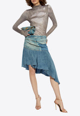 Asymmetrical Midi Denim Skirt