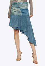 Asymmetrical Midi Denim Skirt