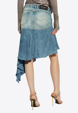 Asymmetrical Midi Denim Skirt