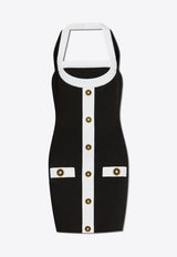 Two-Tone Halterneck Mini Dress