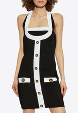 Two-Tone Halterneck Mini Dress