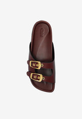 Polly Buckled Leather Flat Slides