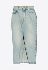 Midi Denim Skirt with Slit