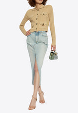 Midi Denim Skirt with Slit