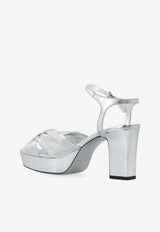 Jimmy Choo Heloise 80 Metallic Leather Platform Sandals Silver HELOISE 80 BYK-SILVER