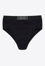 Versace 90s Vintage Logo Rib-Knit Briefs 1013505 1A09551-1B000