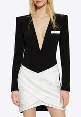 Deep V-neck Tailored Mini Dress