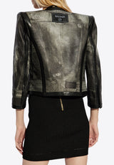 Denim Print Leather Jacket