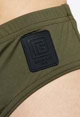 سروال سباحة برقعة شعار بارزة