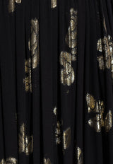 Floral Motif Maxi Silk Skirt