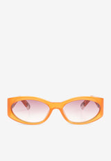 Jacquemus Metal Logo Oval Sunglasses Pink JAC4 0-C10SUN