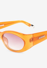 Jacquemus Metal Logo Oval Sunglasses Pink JAC4 0-C10SUN