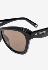 Jacquemus Logo Print Round Sunglasses Gray JAC59 0-C1SUN