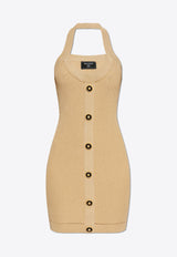 فستان قصير مُضلع بحمالات عنق