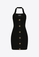 فستان قصير مُضلع بحمالات عنق