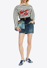 تنورة قصيرة من الدنيم بأجزاء متباينة