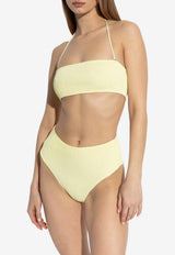 Tory Burch Halterneck Smocked Bikini Top Yellow GÓRA 167573 0-701