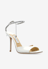 Jimmy Choo Saeda 100 Satin Sandals Ivory SAEDA SANDAL 100 BBD-IVORY CRYSTAL
