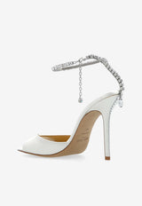 Jimmy Choo Saeda 100 Satin Sandals Ivory SAEDA SANDAL 100 BBD-IVORY CRYSTAL
