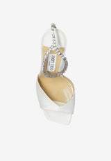Jimmy Choo Saeda 100 Satin Sandals Ivory SAEDA SANDAL 100 BBD-IVORY CRYSTAL