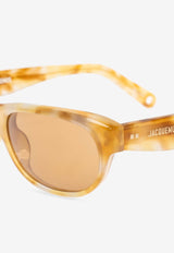Jacquemus Logo Print Square Sunglasses Yellow JAC63 0-C4SUN