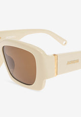 Jacquemus Metal Logo Square Sunglasses Brown JAC60 0-C2SUN
