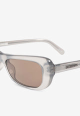 Jacquemus Capri Rectangular Sunglasses Silver JAC55 0-C6SUN