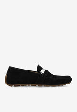 Logo Plaque Suede Loafers