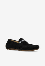 Logo Plaque Suede Loafers