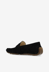 Logo Plaque Suede Loafers