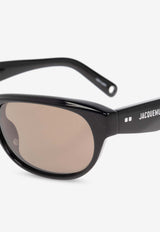 Jacquemus Logo Print Round Sunglasses Gray JAC63 0-C1SUN