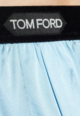 Tom Ford Logo Jacquard Silk Boxers Light Blue T4LE41010 0-444