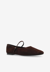 Tory Burch Mary-Jane Suede Ballet Flats Brown 166106 0-200