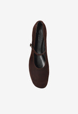 Tory Burch Mary-Jane Suede Ballet Flats Brown 166106 0-200