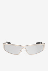 Alexander McQueen Y2k Metal Shield Sunglasses Gray 821679 I3310-1273