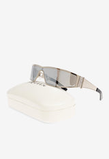 Alexander McQueen Y2k Metal Shield Sunglasses Gray 821679 I3310-1273