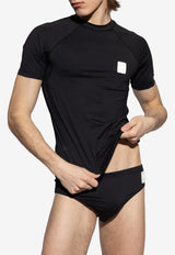 Balmain Logo Patch Crewneck T-shirt Black BWM351560 0-001