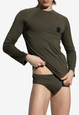 Balmain Logo Long-Sleeved Rashguard Khaki BWM021560 0-310