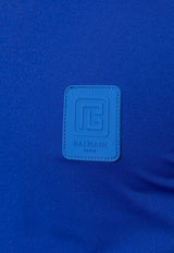 Balmain Logo Patch T-shirt Blue BWM351560 0-400
