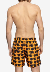 Moschino Printed Sunglasses Swim Shorts Orange KĄPIELOWE 251V3 A4231 9314-2061