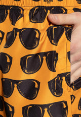 Moschino Printed Sunglasses Swim Shorts Orange KĄPIELOWE 251V3 A4231 9314-2061