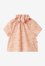 Girls Ruffled-Collar Floral Top