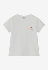 Girls Logo and Floral-Embroidery T-shirt