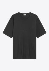 Saint Laurent Logo Embroidered Faded T-Shirt Black 818535YBHD2/R_YSL-1025