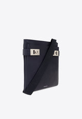 Ferragamo Twins Gancini Buckle Messenger Bag Midnight Blue 241624 TWINS 775174-MIDNIGHT
