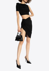 Drapeado Asymmetric Mini Skirt